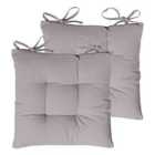Furn. Cuba Pintuck Polyester Filled Seat Pads With Ties (pack Of 2) Cotton Taupe