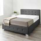 Aspire Upholstered Storage Ottoman Bed In Black Linen Double