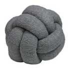 Furn. Boucle Knot Polyester Filled Cushion Polyester Charcoal