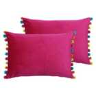 Paoletti Fiesta Twin Pack Polyester Filled Cushions Pink/Multi