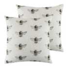 Evans Lichfield Bee Happy Repeat Twin Pack Polyester Filled Cushions White
