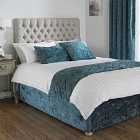 Paoletti Verona Crushed Velvet Super King Bed Wrap Polyester Teal