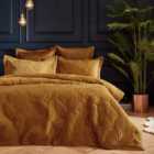 Paoletti Palmeria Quilted Double Duvet Cover Set Polyester Gold