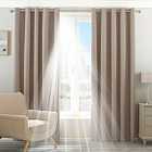 Riva Home Twilight Blackout Ringtop Eyelet Curtains (Pair) Polyester Natural (229X229Cm)