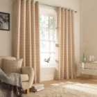 Furn. Ellis Windowpane Check Ringtop Eyelet Curtains (Pair) Polyester Natural (168X183Cm)