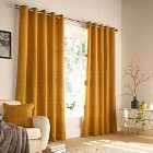 Furn. Ellis Windowpane Check Ringtop Eyelet Curtains (Pair) Polyester Ochre (168X183Cm)