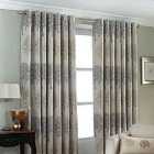 Paoletti Oakdale Tree Motif Ringtop Eyelet Curtains (Pair) Polyester Silver (229X137Cm)