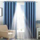 Riva Home Twilight Blackout Ringtop Eyelet Curtains (Pair) Polyester Denim (229X183Cm)
