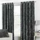 Paoletti Verona Crushed Velvet Ringtop Eyelet Curtains (Pair) Polyester Pewter (229X137Cm)