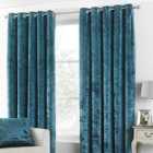Paoletti Verona Crushed Velvet Ringtop Eyelet Curtains (Pair) Polyester Teal (229X137Cm)