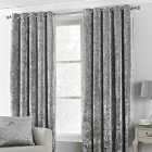 Paoletti Verona Crushed Velvet Ringtop Eyelet Curtains (Pair) Polyester Silver (229X137Cm)