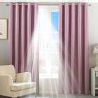Riva Home Twilight Blackout Ringtop Eyelet Curtains (Pair) Polyester Mauve (168X229Cm)