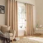 Furn. Ellis Windowpane Check Ringtop Eyelet Curtains (Pair) Polyester Natural (229X229Cm)