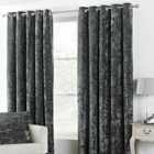 Paoletti Verona Crushed Velvet Ringtop Eyelet Curtains (Pair) Polyester Pewter (229X183Cm)
