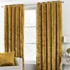 Paoletti Verona Crushed Velvet Ringtop Eyelet Curtains (Pair) Polyester Ochre (229X183Cm)