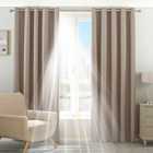 Riva Home Twilight Blackout Ringtop Eyelet Curtains (Pair) Polyester Natural (168X183Cm)