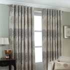 Paoletti Oakdale Tree Motif Ringtop Eyelet Curtains (Pair) Polyester Silver (117X137Cm)