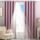 Riva Home Twilight Blackout Ringtop Eyelet Curtains (Pair) Polyester Mauve (117X183Cm)