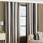 Riva Home Broadway Modern Stripe Ringtop Eyelet Curtains (Pair) Polycotton Black (168X183Cm)