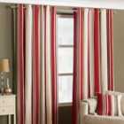 Riva Home Broadway Modern Stripe Ringtop Eyelet Curtains (Pair) Polycotton Raspberry (117X183Cm)