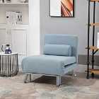 HOMCOM Single Folding 5 Position Steel Convertible Sleeper Chair Sofa Bed Blue