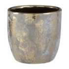 Premier Housewares Orvena Large Ceramic Flower Pot Grey/Gold