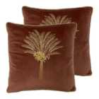 Furn. Desert Palm Twin Pack Polyester Filled Cushions Rock Rose