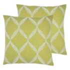 Paoletti Olivia Twin Pack Polyester Filled Cushions Citron
