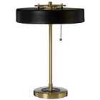 Premier Housewares Rogano Table Lamp with Brush Brass Finish Base & Black Metal Shade
