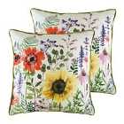 Evans Lichfield Wild Flowers Emma Twin Pack Polyester Filled Cushions Multi 43 x 43cm