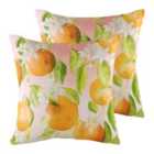 Evans Lichfield Fruit Oranges Twin Pack Polyester Filled Cushions Multi