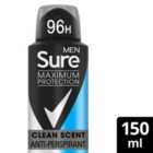 Sure For Men Anti Perspirant Clean Scent Maximum Protection 150ml