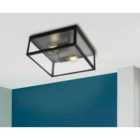 EGLO Charterhouse Clear And Black Glass And Metal Wall / Ceiling Light, (D) 16cm