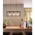 EGLO Charterhouse Clear And Black Glass And Metal 3 Light Ceiling Fitting, (L) 73cm
