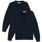 M&S 2pk Navy Cotton Cardigan with Staynew 3-14 Years