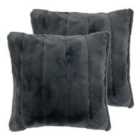 Paoletti Empress Twin Pack Polyester Filled Cushions Charcoal 55 x 55cm