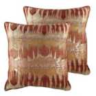 Evans Lichfield Inca Twin Pack Polyester Filled Cushions Terracotta