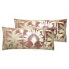 Paoletti Malaysian Palm Twin Pack Polyester Filled Cushions Rose