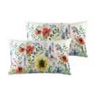 Evans Lichfield Wild Flowers Emma Twin Pack Polyester Filled Cushions Multi 30 x 50cm