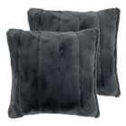 Paoletti Empress Twin Pack Polyester Filled Cushions Charcoal 45 x 45cm