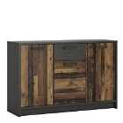 Brooklyn Cabinet With 3 Doors And 1 Drawer In Walnut And Dark Matera Grey