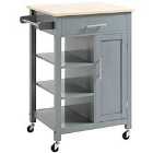 Homcom Compact Kitchen Trolley Utility Cart On Wheels With Open Shelf - Grey