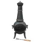 Charles Bentley 124cm Extra Large Cast Iron & Steel Outdoor Chiminea - Black