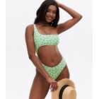 ONLY Light Green Floral Gingham Cut Out Swimsuit
