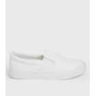 White Faux Croc Slip On Trainers