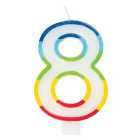 Number 8 Rainbow Candle 8th Birthday