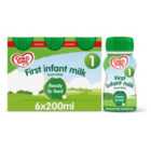 Cow & Gate Ready To Use 1 First Infant Milk From Birth 6 x 200ml