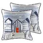 Evans Lichfield Nautical Beach Huts Twin Pack Polyester Filled Cushions Multi 43 x 43cm
