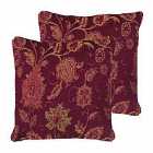 Paoletti Zurich Twin Pack Polyester Filled Cushions Burgundy 55 x 55cm