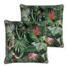 Furn. Amazon Creatures Velvet Twin Pack Polyester Filled Cushions Jade